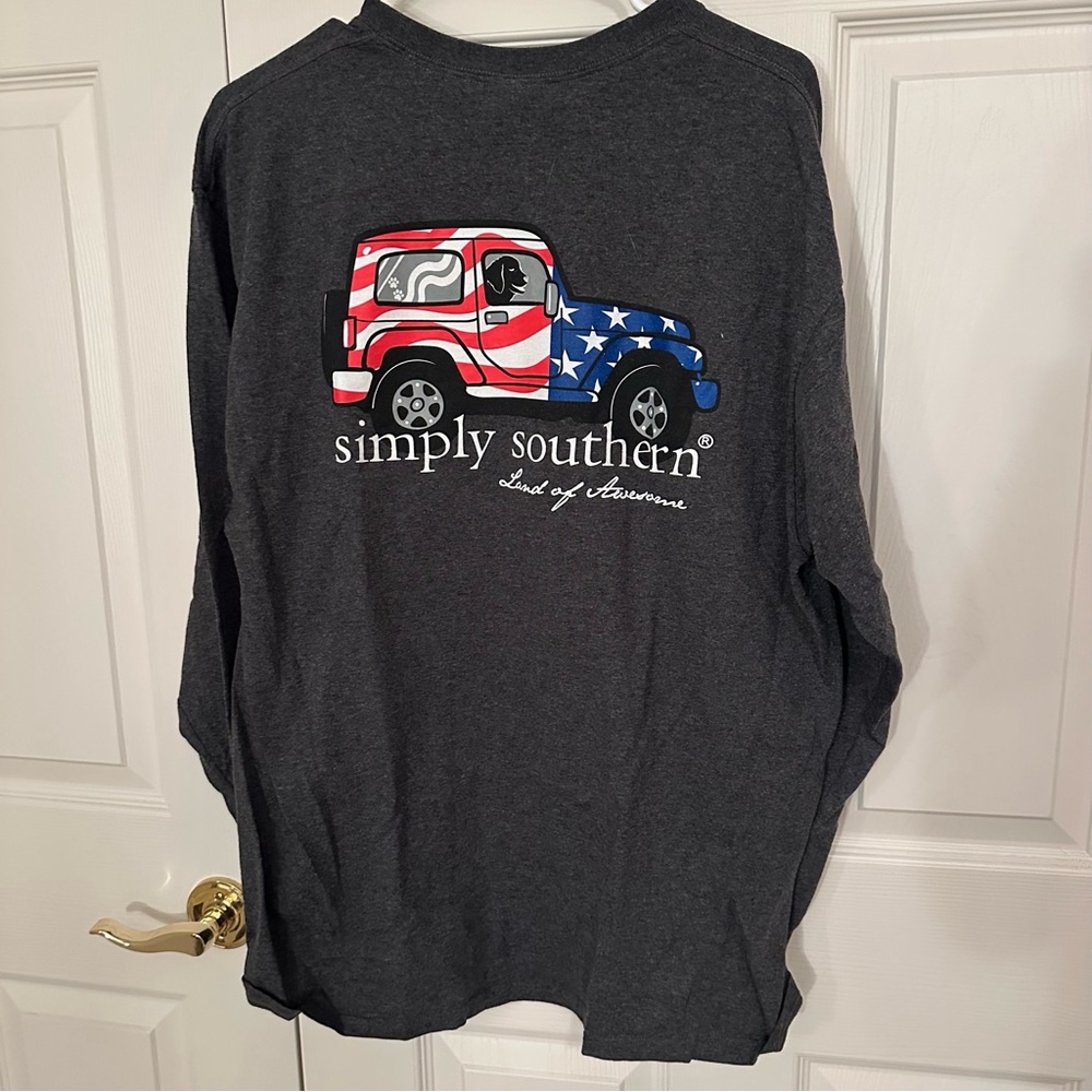 Simply Southern Charcoal Shirt with American Flag Jeep